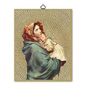 Quadro Virgem com o Menino em madeira 25x20 cm