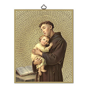 Sant'Antonio con bambino quadro legno 25x20 cm