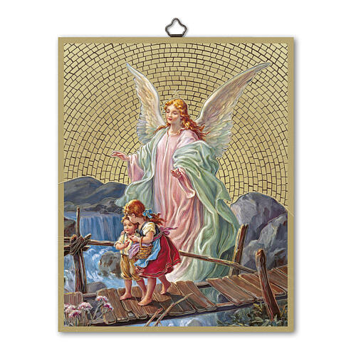 Angel on Bridge wooden mosaic picture, 25x20 cm 1