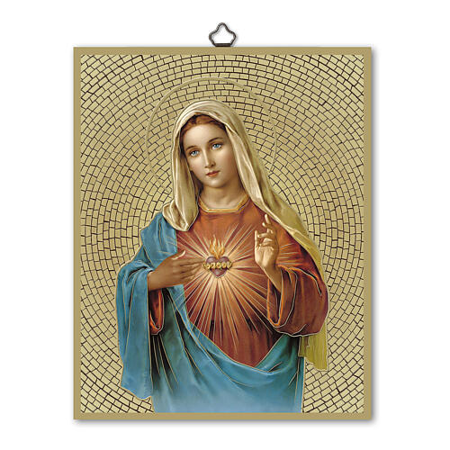 Obraz na drewnie Niepokalane Serce Maryii, 25x20 cm 1