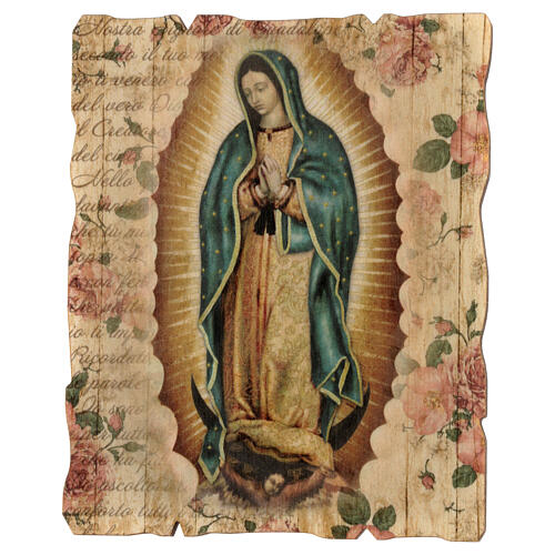 Tabla de madera vintage Virgen de Guadalupe 15x10 cm 1