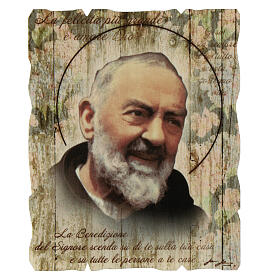 Bild, Vintage-Stil – San Pio mit Segensgebet, 15 × 10 cm