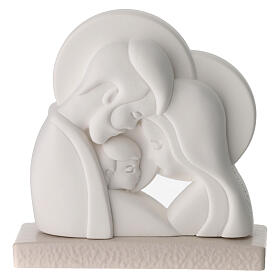 Holy Family relief in white resin on a 10x10 cm base