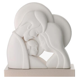 Relief Heilige Familie aus weißem Harz, Statue, 20x18 cm