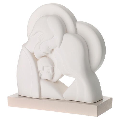 Relief Heilige Familie aus weißem Harz, Statue, 20x18 cm 3