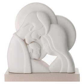 Estatua relieve Sagrada Familia resina blanca 20x18 cm
