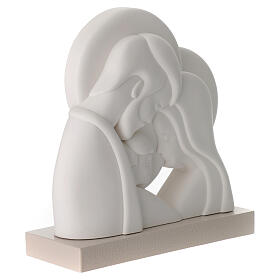 Statue relief Sainte Famille résine blanche 20x18 cm