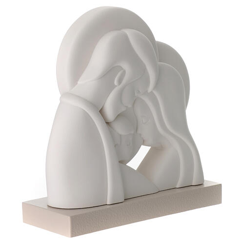 Statua rilievo Sacra Famiglia resina bianca 20x18 cm 2