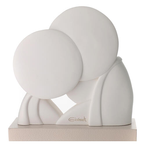 Statua rilievo Sacra Famiglia resina bianca 20x18 cm 4