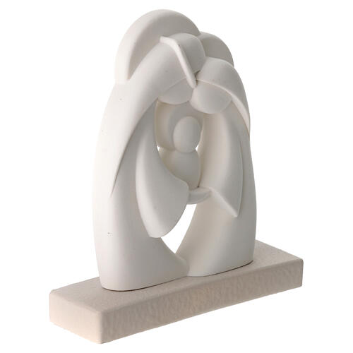 Statua Sacra Famiglia stilizzata bomboniera resina bianca 10x10 cm 2
