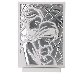 Quadretto Sacra Famiglia geometrico fondo argento 12x10 cm