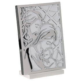 Holy Family geometric picture with silver background 12x10 cm