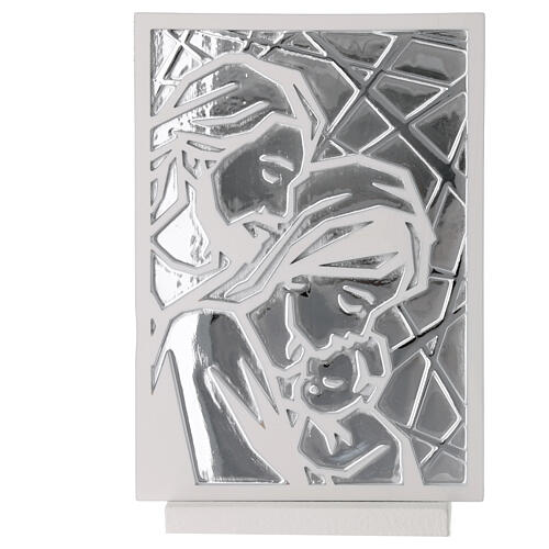 Holy Family geometric picture with silver background 12x10 cm 1