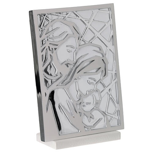 Holy Family geometric picture with silver background 12x10 cm 2