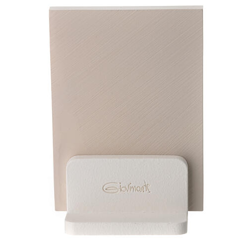 Aufstellbild, Umarmung Heilige Familie 12 × 10 cm – Resin weiß-taupe 3