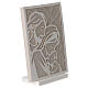Sacred Family embrace painting in dove-grey and white resin, 6x4 in s2