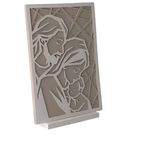 Quadro Sacra Famiglia stilizzato tortora bianco 24x16 cm 2