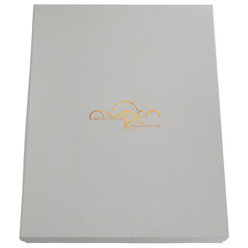 Detail of the Lenti Madonna by Crivelli, 38x32 cm, retouch finish with blue frame, Bottega Tifernate 7