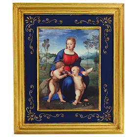 Madonna del Cardellino von Rafaell, 38x32 cm, Essential, blau-/goldfarbener Rahmen, Bottega Tifernate