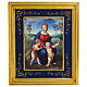 Madonna of the Goldfinch Raphael blue frame 38x32 cm retouch Bottega Tifernate s1