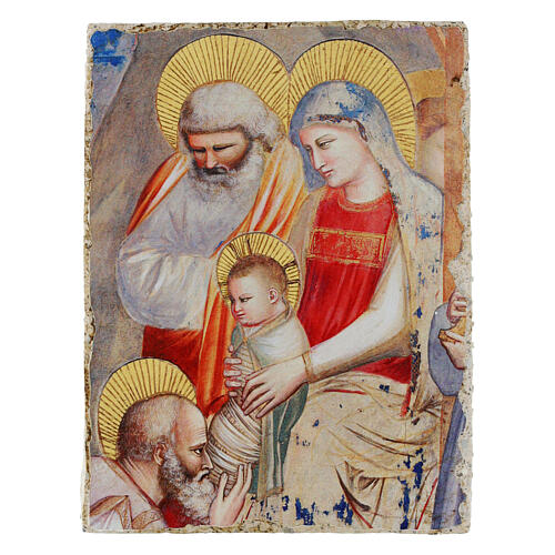 Adoration of the Magi by Giotto, 3.5x5 in, Bottega Tifernate, detail with retouch finish 1