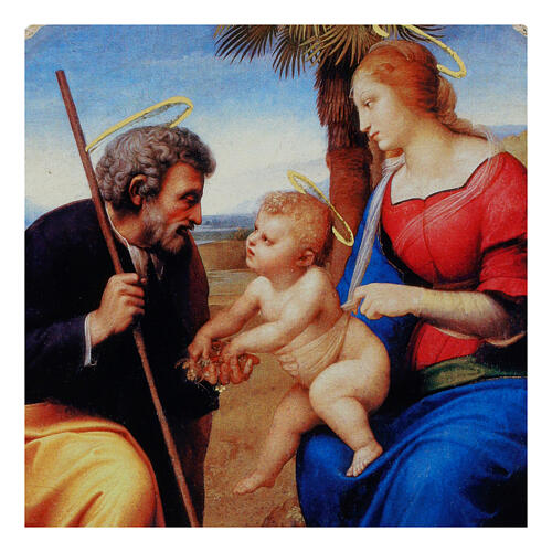 Holy Family with the Palm Tree by Raphael, retouch finish, 7 in diameter, Bottega Tifernate 2