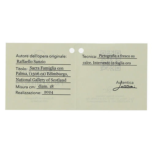 Sagrada Família com palmeira Rafael retouch diam. 18 cm Bottega Tifernate 4