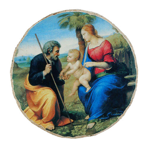 Sacra Famiglia con palma Raffaello Bottega Tifernate dm 6 cm essential 1