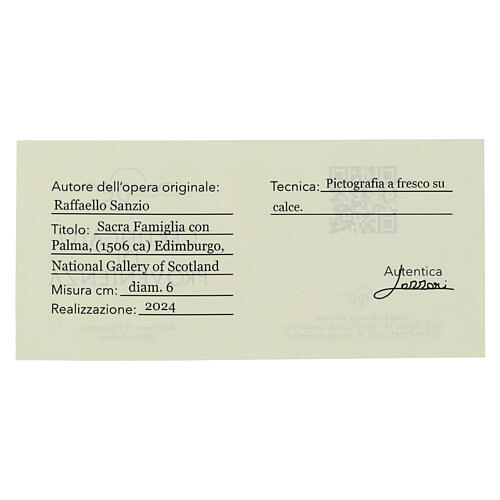 Sacra Famiglia con palma Raffaello Bottega Tifernate dm 6 cm essential 3