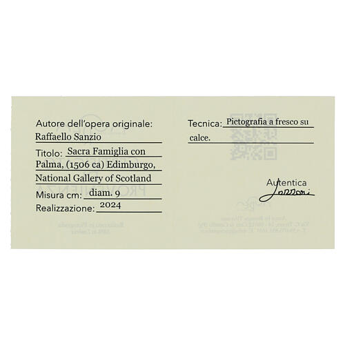 Holy Family with a Palm Tree by Raphael, essential finish, 3.5 in diameter, Bottega Tifernate 3