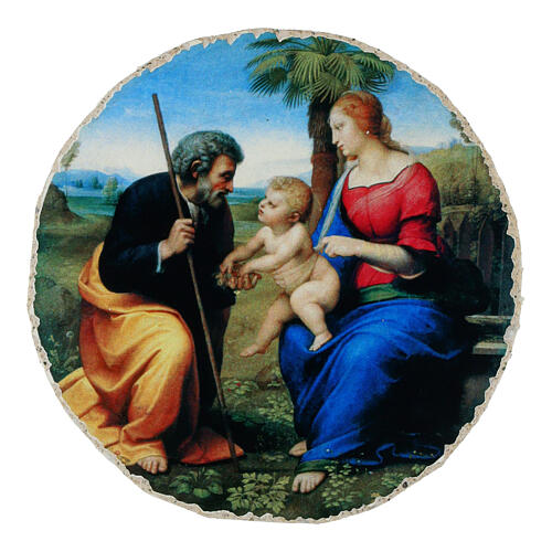 Holy Family with Palm Raffaello dm 9 cm essential Bottega Tifernate 1
