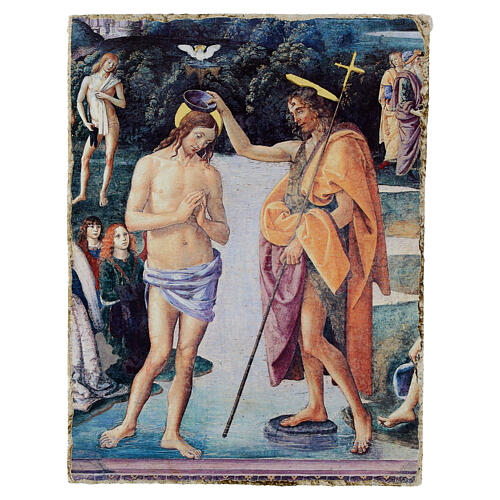 Baptism of Christ detail Perugino 12x16 cm retouch Bottega Tifernate 1