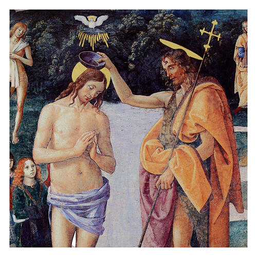 Baptism of Christ Perugino 15x20 cm Bottega Tifernate retouch 2