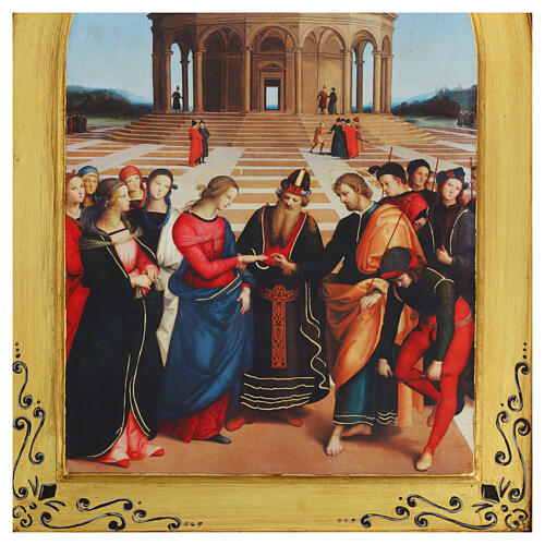 Marriage of the Virgin retouch gold frame Raffaello 12x16 cm Bottega Tifernate 4