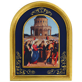 Marriage of the Virgin Raphael 18x24 cm Bottega Tifernate blue frame essential