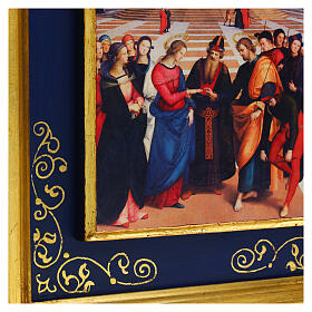 Marriage of the Virgin Raphael 18x24 cm Bottega Tifernate blue frame essential