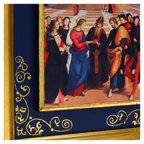 Marriage of the Virgin Raphael 18x24 cm Bottega Tifernate blue frame essential 2