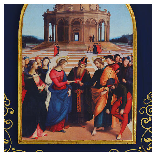 Marriage of the Virgin Raphael 18x24 cm Bottega Tifernate blue frame essential 4