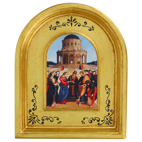 Marriage of the Virgin 28x40 cm Raffaello retouch Bottega Tifernate gold frame 1