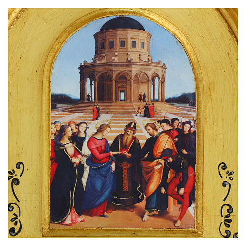 Marriage of the Virgin 28x40 cm Raffaello retouch Bottega Tifernate gold frame 4