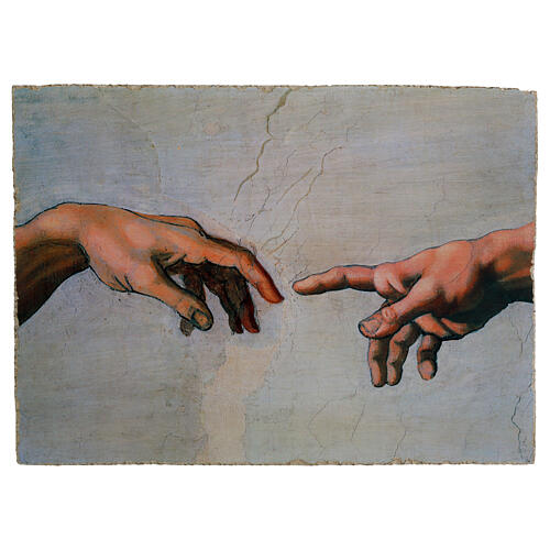 Creation of Adam by Michelangelo, Bottega Tifernate, detail with essential finish, 12x16 in 1