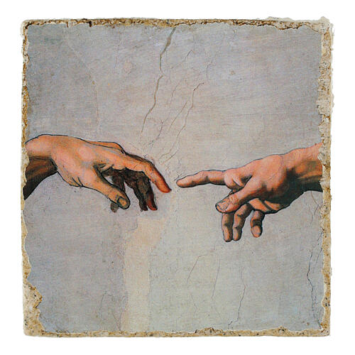 Creation of Adam 9x9 cm Bottega Tifernate essential Michelangelo 1