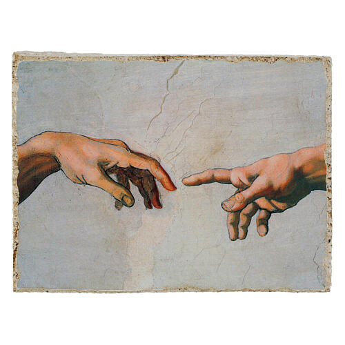 Detail of the Creation of Adam by Michelangelo, Bottega Tifernate, essential finish, 3.5x5 in 1
