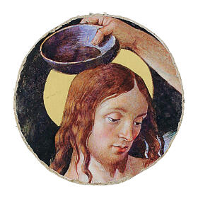 Taufe Christi von Perugino, Detail, 6 cm Durchmesser, Retouch, Bottega Tifernate