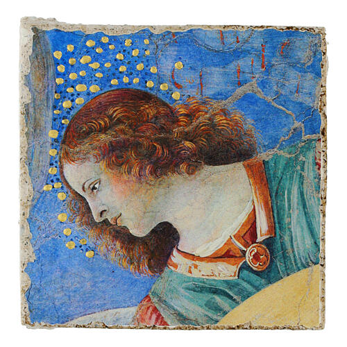 Musician angel by Melozzo da Forlì, 3.5x3.5 in, gold retouch, Bottega Tifernate 1