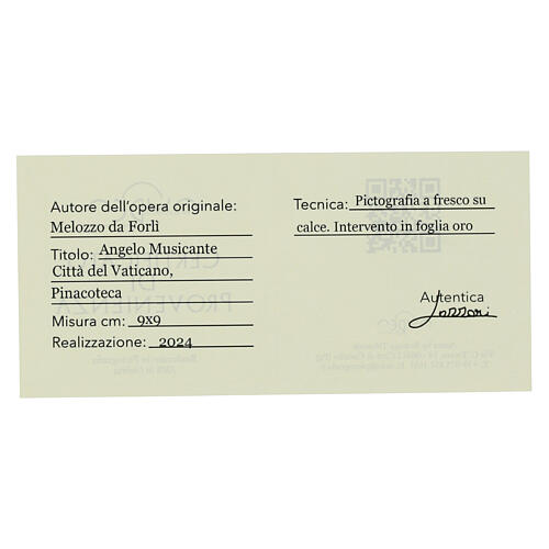 Musician angel by Melozzo da Forlì, 3.5x3.5 in, gold retouch, Bottega Tifernate 3