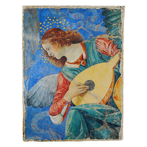 Musician angel by Melozzo da Forlì, Bottega Tifernate, gold retouch, 3.5x5 in 1