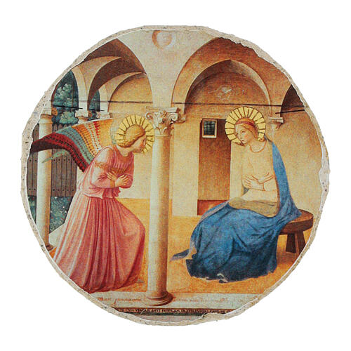 Annunciation by Fra Angelico, d. 2.5 in, gold retouch, Bottega Tifernate 1