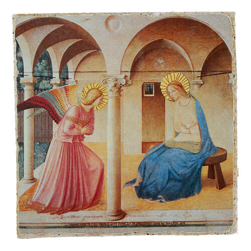 Annunciation by Fra Angelico, Bottega Tifernate, 3.5x3.5 in, gold retouch 1