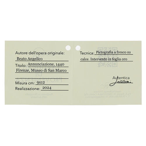 Annunciation by Fra Angelico, Bottega Tifernate, gold retouch, 3.5x5 in 3